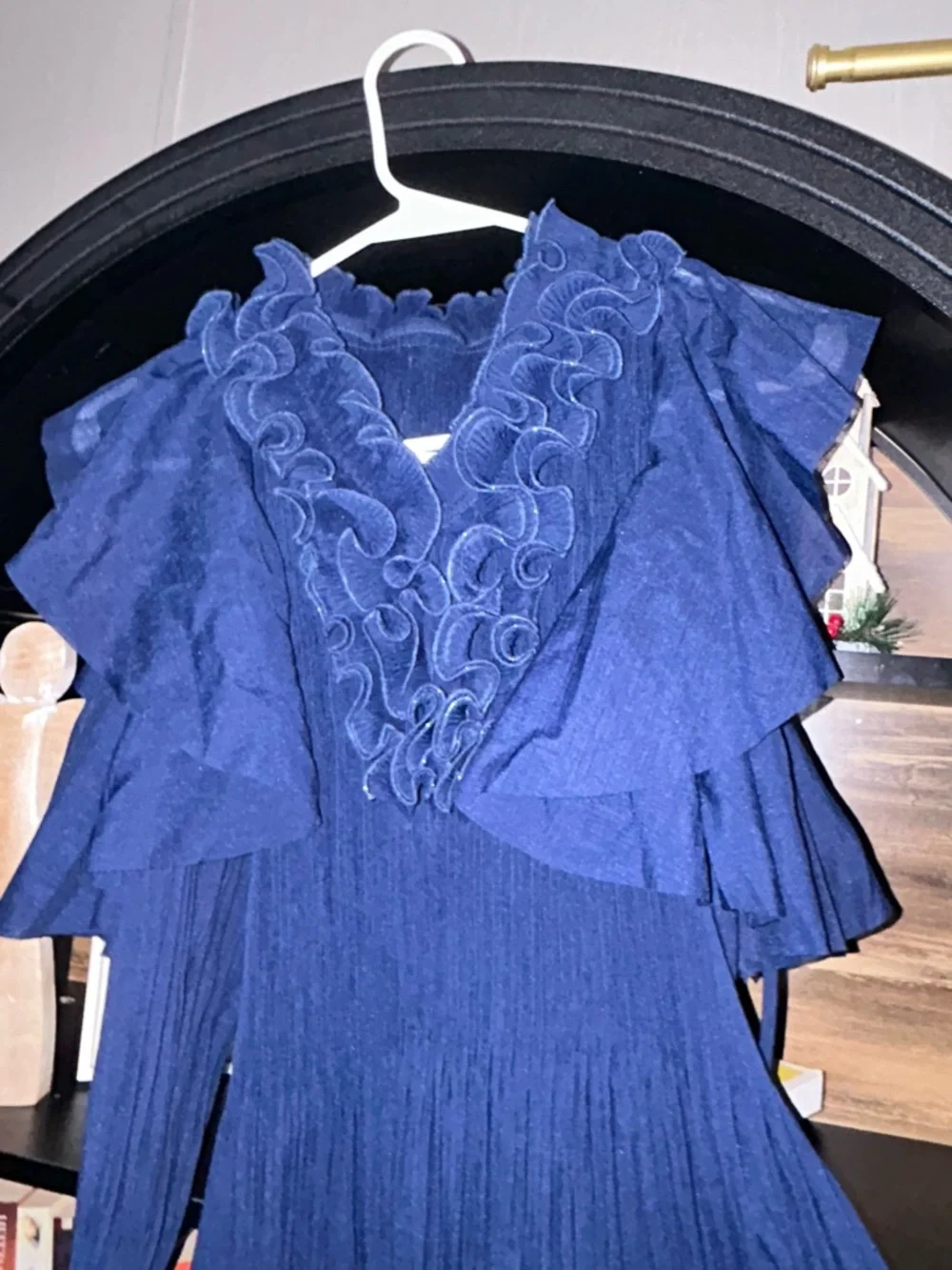 “Oh So Modest” Navy Ruffled Maxi Dress - Picture 2 of 3